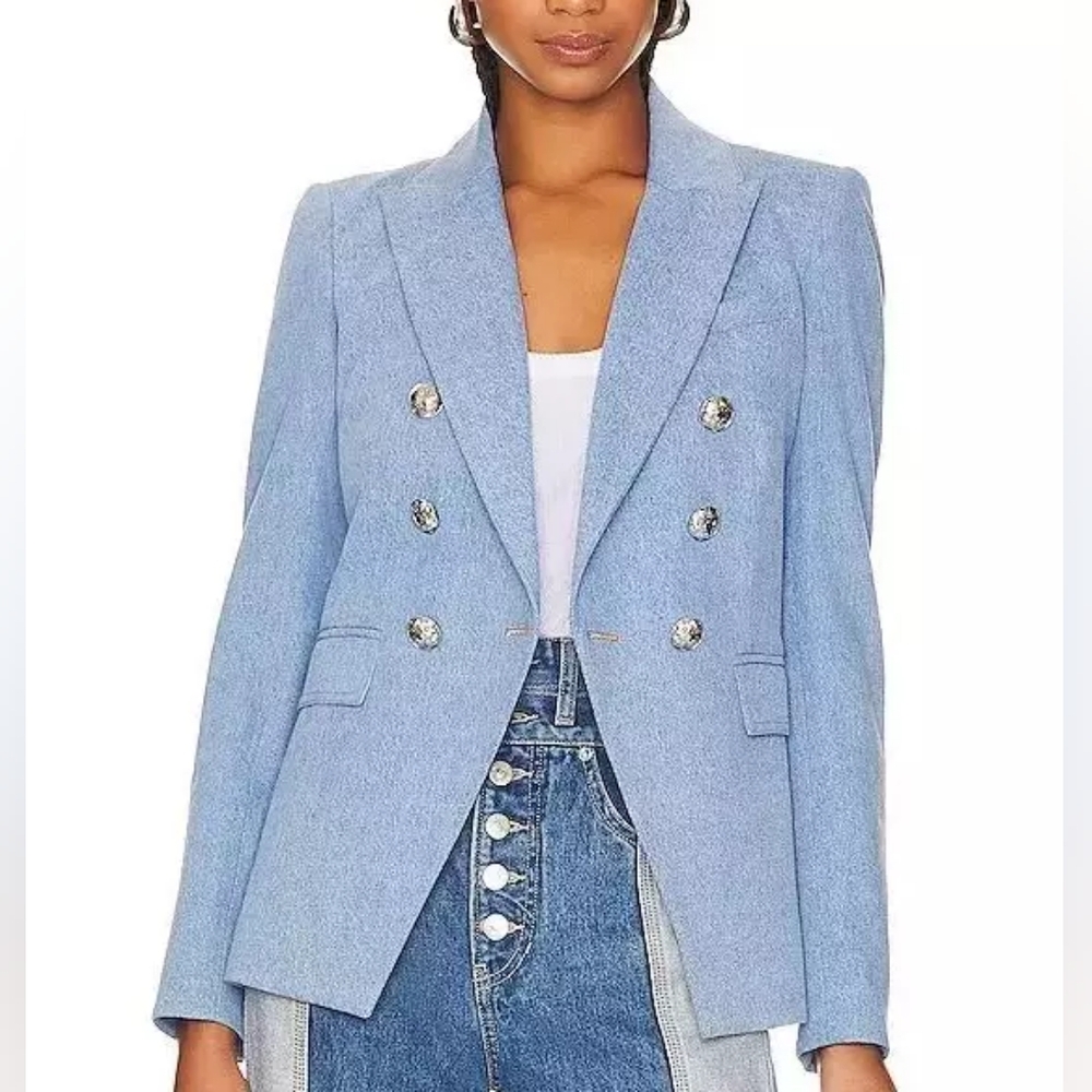 Veronica Beard Light Blue Double-Breasted Blazer